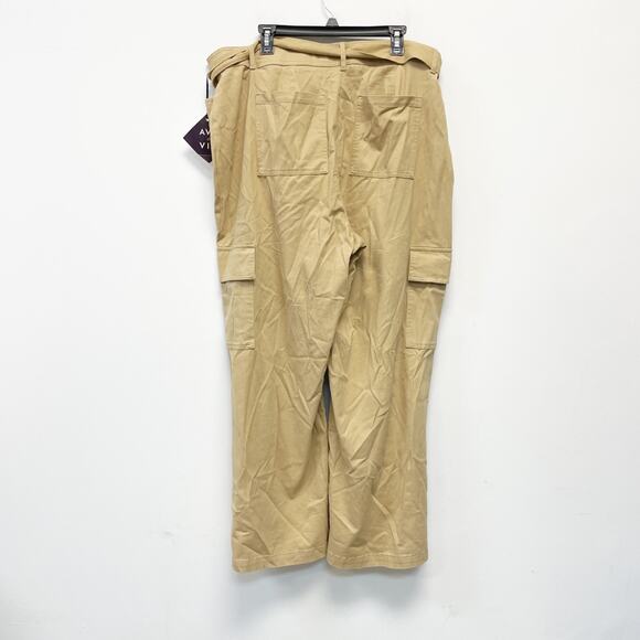 Ava & Viv Women's Plus High Rise Regular Fit Wide Leg Cargo Pants Tan Size 20 - Picture 3 of 6